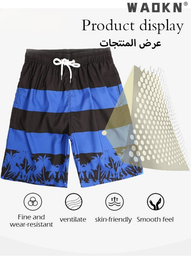 دبليو أيه أو كي أن بنطلون السباحة للرجال ، بنطلون السباحة الجافة السريعة الفضيفة مع الجيوب والحزام المرن ، بنطلون مجلس السباحة المطبوعة القابلة للتنفس مع أنماط مذهلة ، بنطلون السباحة العادية المألوفة ، مناسبة للسباحة ، ركوب الأمواج على الشاطئ ، الجري ، رياضات الكرة ، الاسترخاء في المنزل وما بعده ، الأسود والأزرق - Image 5