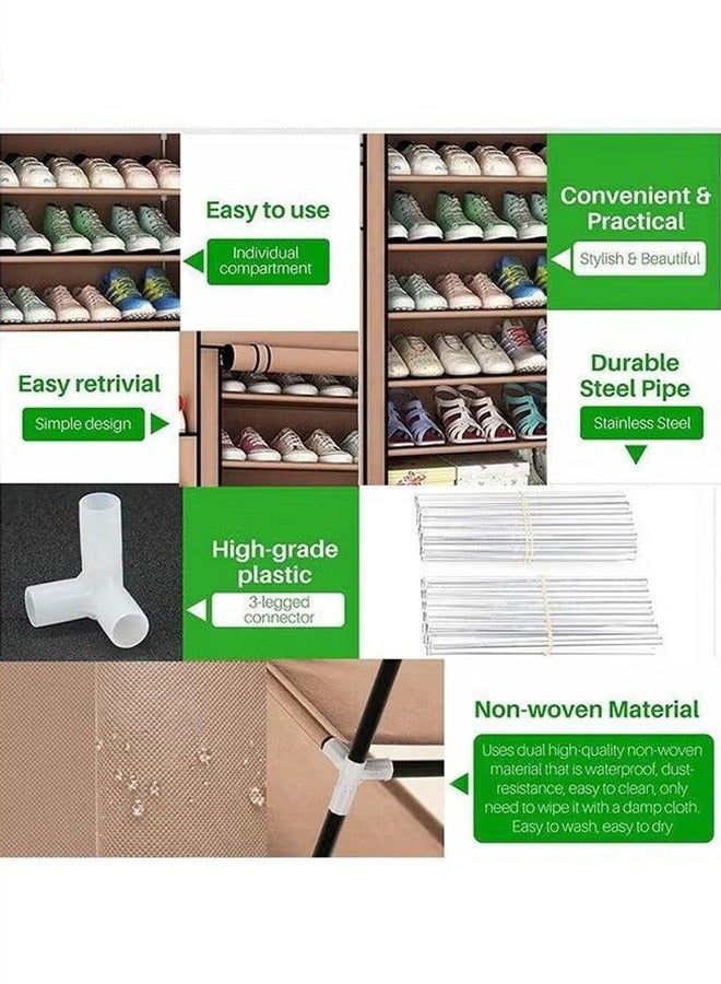 رولستيمي رف أحذية من القماش 10 طبقات مع غطاء غبار بني - Image 3