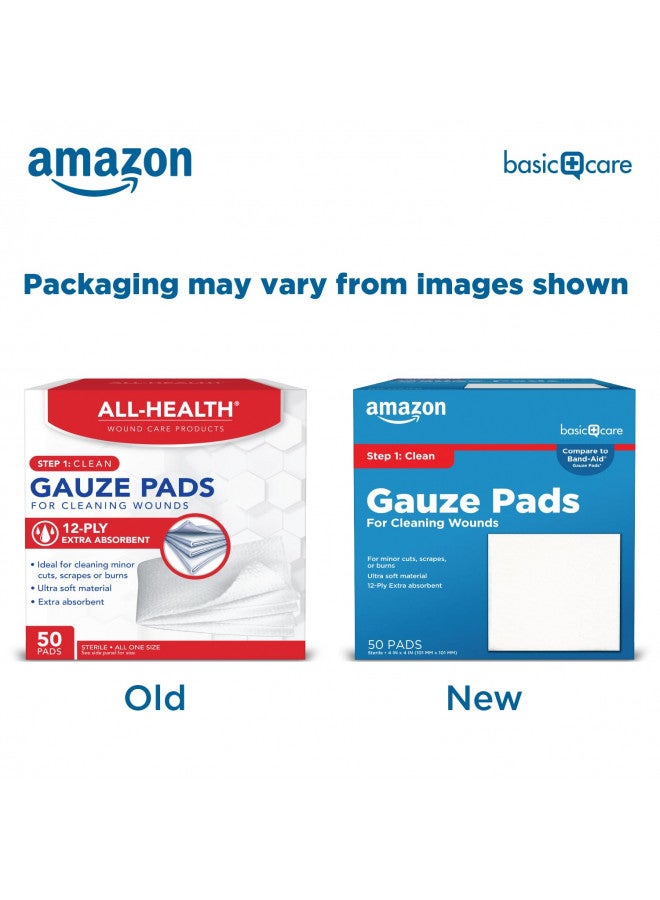 ALL HEALTH All Health Gauze Pads, 50 Pads, 4 X 4 | for Cleaning or Covering Wounds as Wound Dressing, Helps Prevent Infection - Image 2