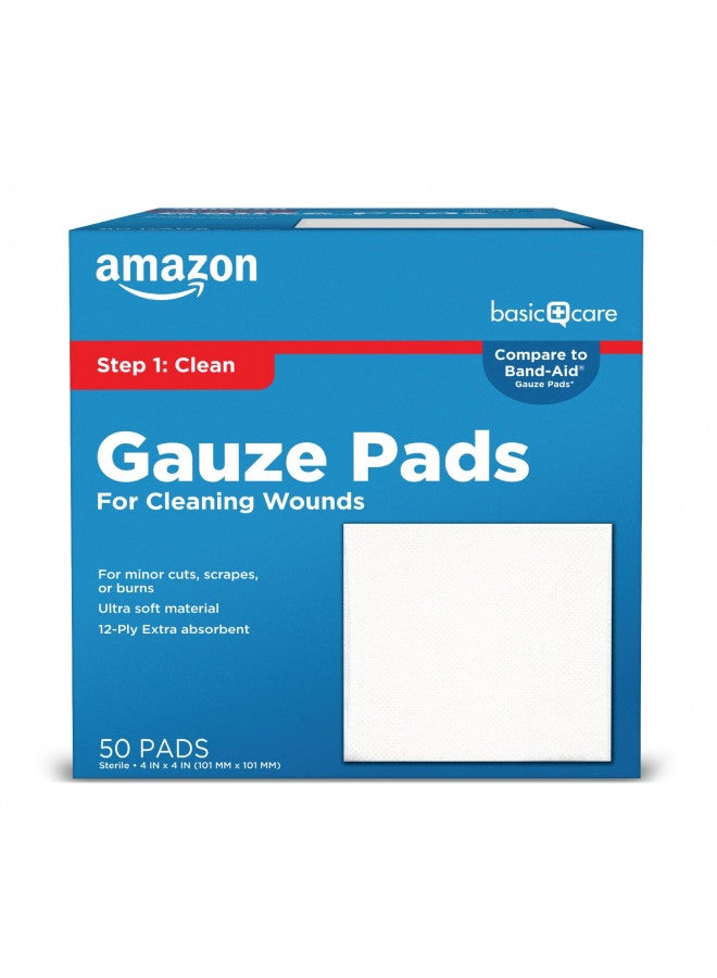 ALL HEALTH All Health Gauze Pads, 50 Pads, 4 X 4 | for Cleaning or Covering Wounds as Wound Dressing, Helps Prevent Infection - Image 1