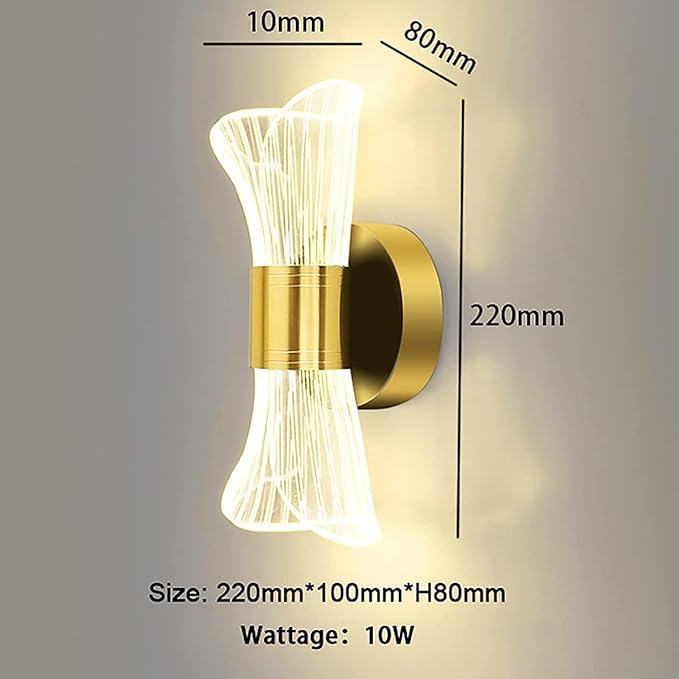 The Decor Wick Gold Metal Wall Lamp Light for Living Room Bedroom Bedside Lamp Bathroom Indoor Lights - Image 3