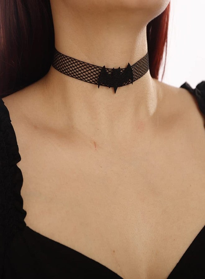 BERYUAN Gothie Halloween Black Necklace Cute Bat Choker Necklace for Women Steampunk Choker Costume for Women(Black 2) - Image 4