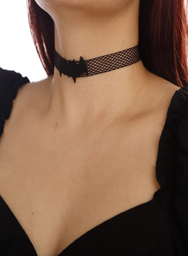 BERYUAN Gothie Halloween Black Necklace Cute Bat Choker Necklace for Women Steampunk Choker Costume for Women(Black 2) - Image 3