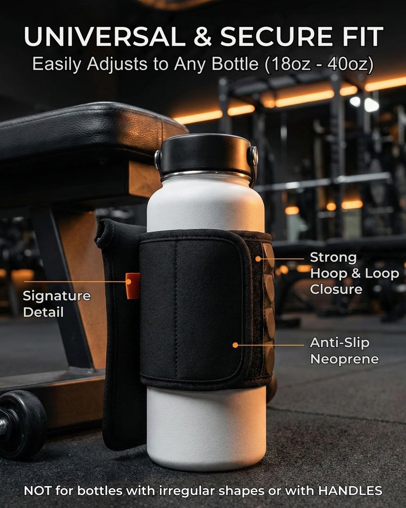 BLAUBECK Magnetic Water Bottle Sleeve Bag and Large Pocket Phone Holder for Gym - Black Pouch with 4 Magnets - Attach it to Any Gym Equipment & Golf Carts - Gym Essentials - Water Bottle NOT Included - Image 2