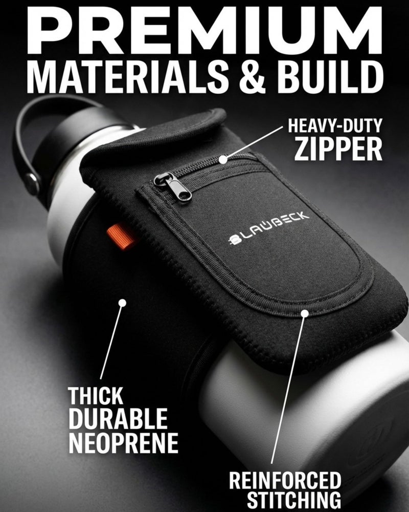 BLAUBECK Magnetic Water Bottle Sleeve Bag and Large Pocket Phone Holder for Gym - Black Pouch with 4 Magnets - Attach it to Any Gym Equipment & Golf Carts - Gym Essentials - Water Bottle NOT Included - Image 4