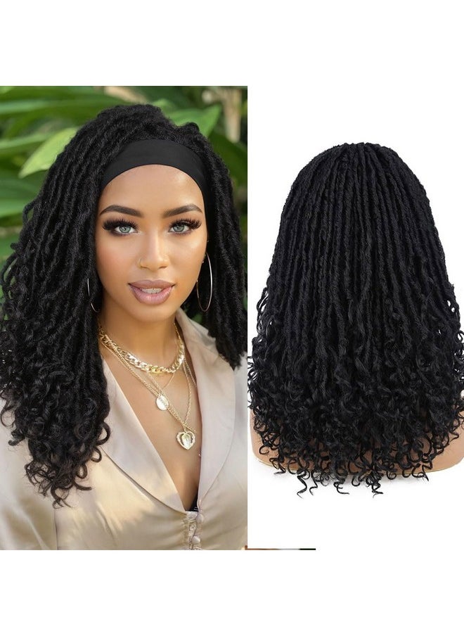 Fancy Hair Faux Locs Headband Wigs Turban Wig Dreadlock Wig Braided Twist Wigs Hand Braided Curl Synthetic Party Cosplay Half Wigs For Black Women Black 20  - Image 1