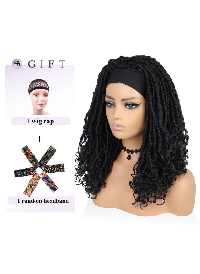 Fancy Hair Faux Locs Headband Wigs Turban Wig Dreadlock Wig Braided Twist Wigs Hand Braided Curl Synthetic Party Cosplay Half Wigs For Black Women Black 20  - Image 2