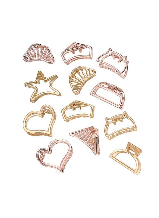 BIRDWARE Medium Size Metal Hair Clips For Gitrls And Women Clutchers Golden Silver Bronze Butterfly Minimalist Dainty Geometric Clamps Hairties (Pack Of 5)  - Image 1