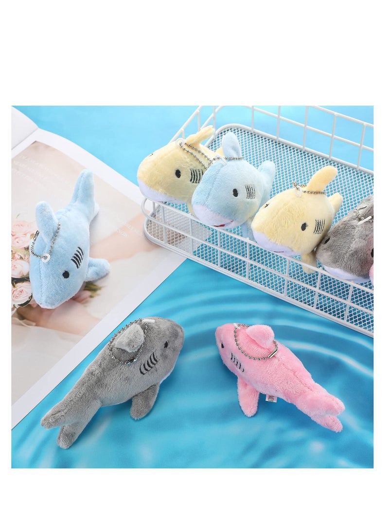 SYOSI 8 Pcs Mini Stuffed Animal Soft Shark Plush Toys bulk Tiny Shark Plush Keychain Mini Backpack Keychain On Keychain for Boys Girls Goody Bag Fillers Multicolor  - Image 4