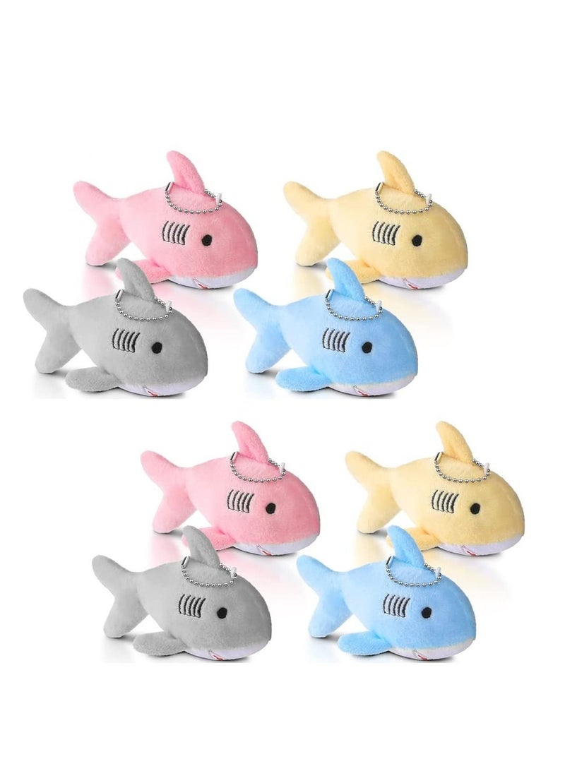 SYOSI 8 Pcs Mini Stuffed Animal Soft Shark Plush Toys bulk Tiny Shark Plush Keychain Mini Backpack Keychain On Keychain for Boys Girls Goody Bag Fillers Multicolor  - Image 1