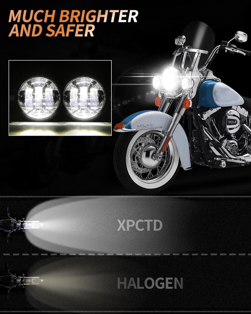 XPCTD 4.5 Inch LED Round Passing Driving Lamps Fog Lights for Harley Motorcycles - Image 2