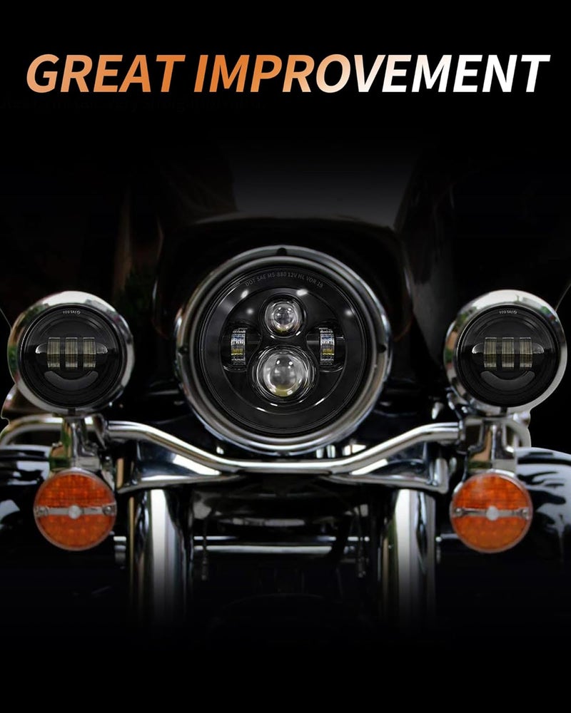 XPCTD 4.5 Inch LED Round Passing Driving Lamps Fog Lights for Harley Motorcycles - Image 5