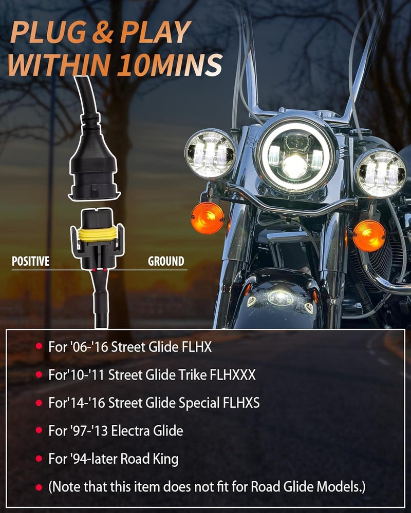 XPCTD 4.5 Inch LED Round Passing Driving Lamps Fog Lights for Harley Motorcycles - Image 4