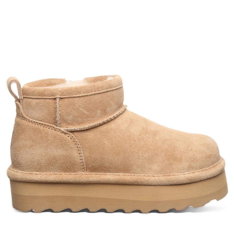 BEARPAW Retro Shorty Youth Iced Coffee Size 13 | Cozy Slip On Winter Boots for Kids | Winter Ankle Boots - Image 1