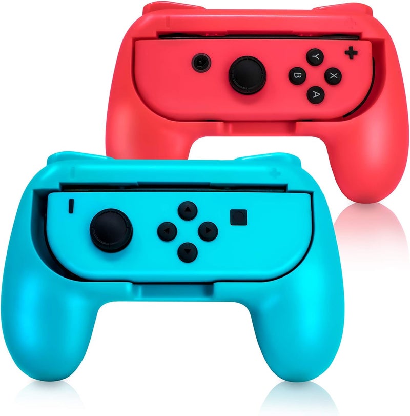 ADZ Switch Joy Con Grip x 2 Switch Joycon Comfort Grip Controller Accessories Compatible with Nintendo Switch JoyCon Controller (Red / Blue) - Image 1