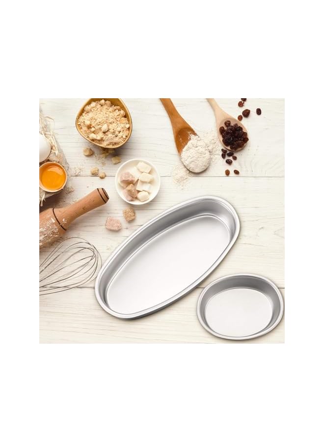 S-TOP Oval Cheesecake Pan Set, 4" & 8" Non-stick Aluminum Cake Molds for Baking Meatloaf, Breads, & Cakes, Compatible with Oven & Instant Pot (2Pcs) - Image 4