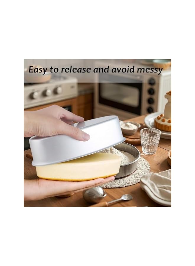 S-TOP Oval Cheesecake Pan Set, 4" & 8" Non-stick Aluminum Cake Molds for Baking Meatloaf, Breads, & Cakes, Compatible with Oven & Instant Pot (2Pcs) - Image 2
