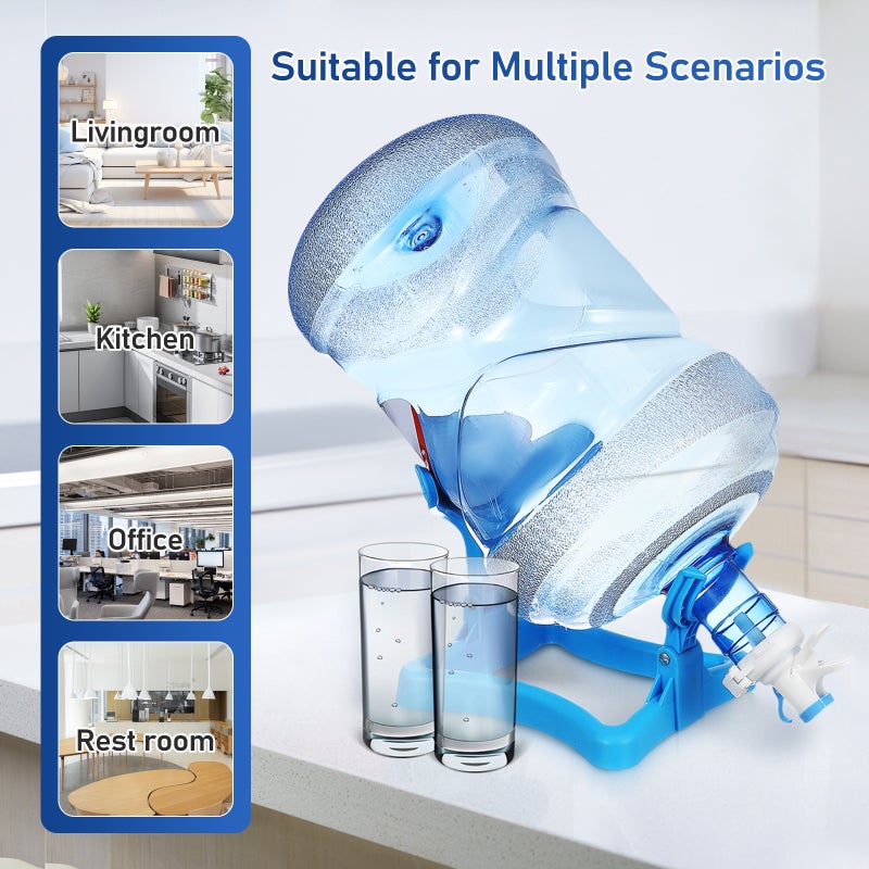 Water Jug Holder: Foldable Water Dispenser Stand With Wheels Heavy Duty Bottle Bracket Rack With For Home And Office - Image 3