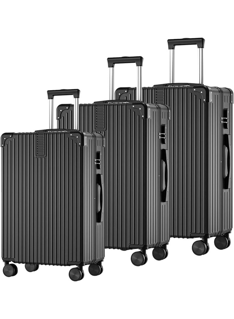 AUTOYSUR Luggage Sets,Expandable Hardshell Luggage,3-piece (20/24/28)" Suitcase Sets,with Universal Wheels,ABS+PC Lightweight Travel Luggage with Lock Black - Image 1