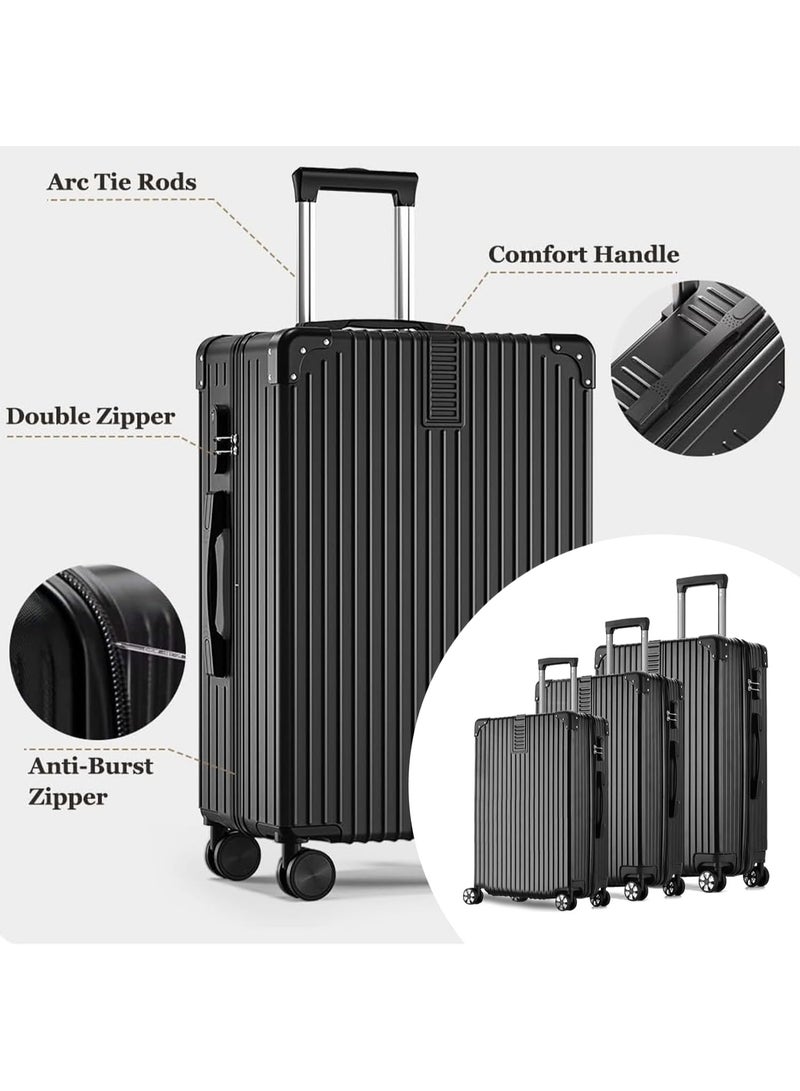 AUTOYSUR Luggage Sets,Expandable Hardshell Luggage,3-piece (20/24/28)" Suitcase Sets,with Universal Wheels,ABS+PC Lightweight Travel Luggage with Lock Black - Image 3