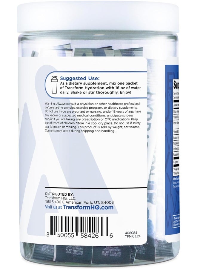 TransformHQ TransformHQ Hydration Drink Mix (21 Single-Serving Packets, Blue Raspberry) - Hydration Supplement Blend with Vitamins and Electrolytes  - Image 5