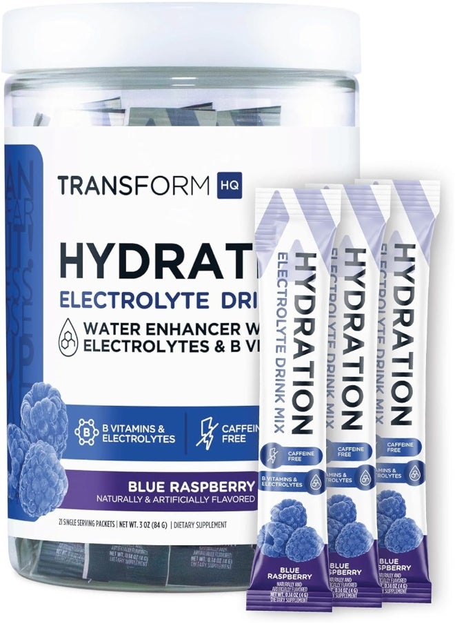 TransformHQ TransformHQ Hydration Drink Mix (21 Single-Serving Packets, Blue Raspberry) - Hydration Supplement Blend with Vitamins and Electrolytes  - Image 2