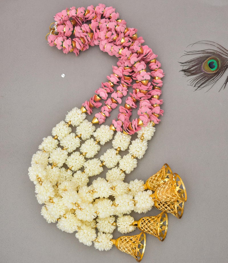 Sanvatsar Mogra Flower Ganeshji and Bells Wall Hanging Strings, Artificial Flower Latkan for Temple, Festival-Diwali/Ganpati Pooja Door (Pink) - Image 5