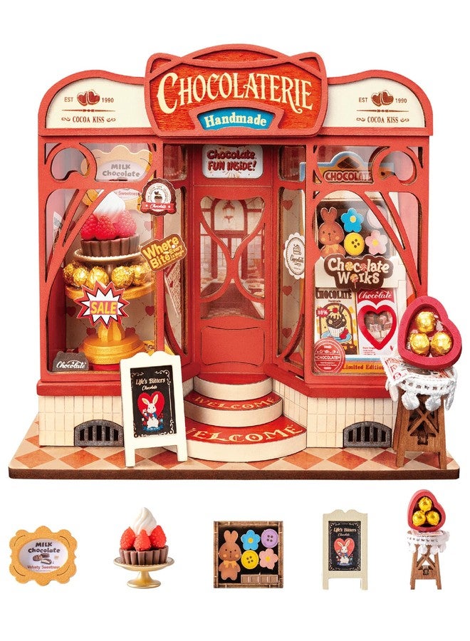 Rolife DIY Miniature House Kit 1:32 Chocolate Shop Diorama Dollhouse Tiny House Model Building Set, Hobby Crafts for Adults Gifts for Him Her - Image 1