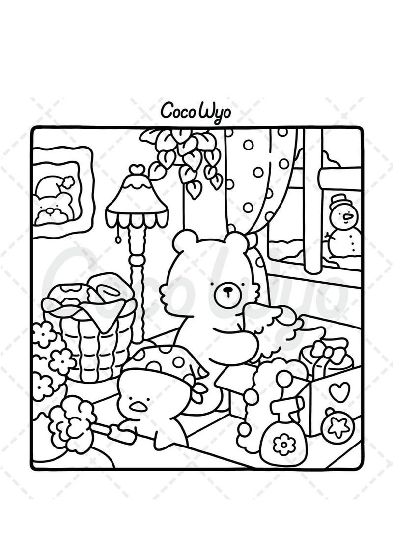 Comfy Days: Stress Relief Coloring Book for Adults & Teens - Cute Animal Characters in Cozy Hygge Scenes, Mindfulness Art Therapy for Relaxation & Anti-Anxiety (Cozy Spaces Series) - Image 4
