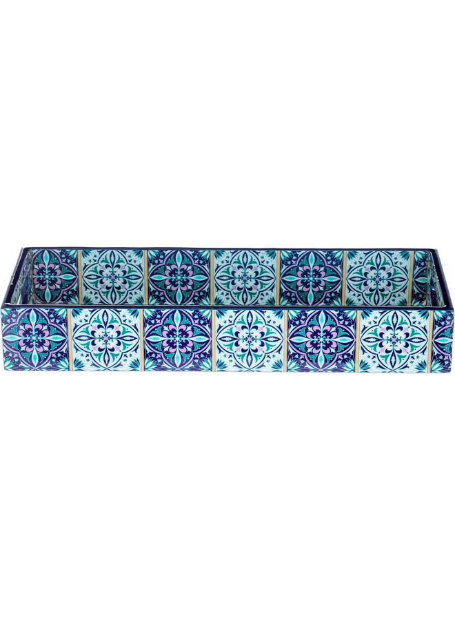 السيف  طبق تقديم خشبي مستطيل مقاس 13 × 5 × 2 سم باللون الأزرق - Image 3