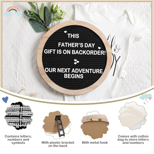 Canlierr 5 Pcs Surprise Pregnancy Announcements for Dad Felt Letter Board Kit Hello Daddy Baby Bodysuit Pregnancy Announcement Box Photo Frame Baby Shoes Baby Gift Sets for Husband Partner - Image 4