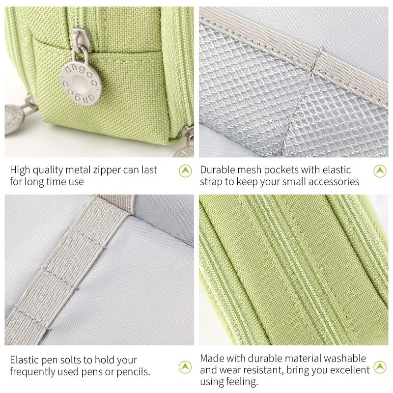 Pencil Case 8.46*2.76*3.54In Green - Durable Tear-Resistant Material Strong Metal Zippers Large 3-Compartment Storage Pencil Pouch for Students Artists Travel Daily Use - Image 2
