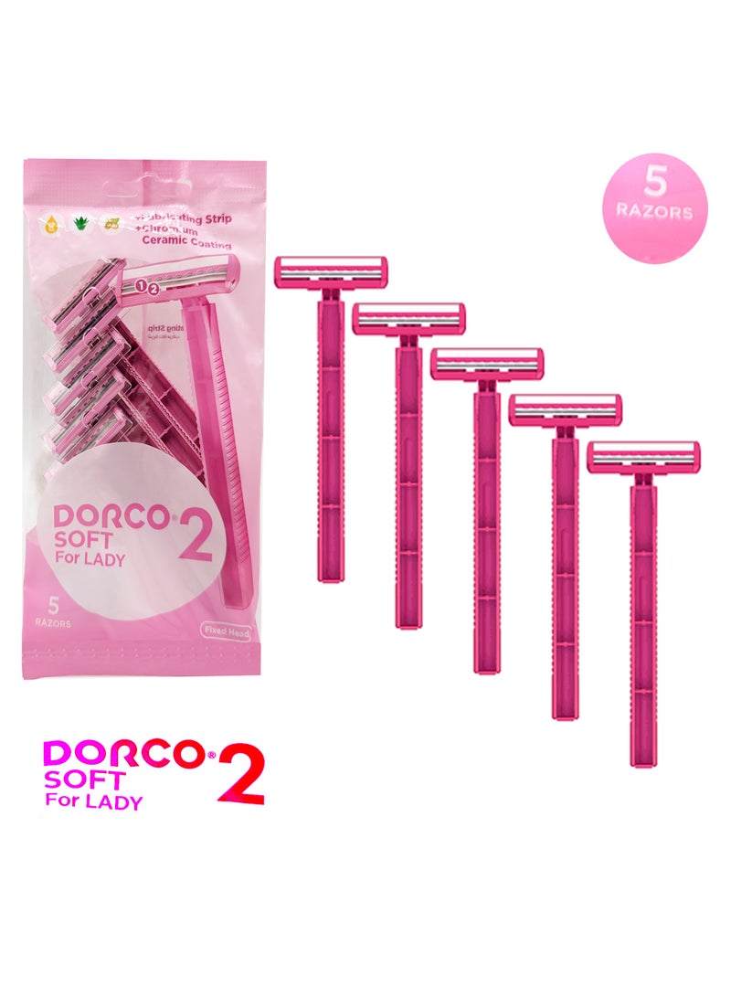 DORCO Soft Women'S Shaving Razors In Poly Bag 5 Pieces - Image 1