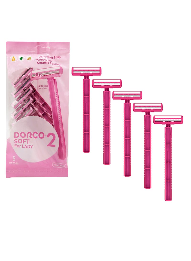 DORCO Soft Women'S Shaving Razors In Poly Bag 5 Pieces - Image 3