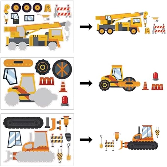 TERRIFI CONSTRUCTION TRUCK STICKERS, 24 SHEETS MAKE YOUR OWN TRUCK STICKERS, BOYS BIRTHDAY PARTY FAVORS, CONSTRUCTION THEMED GOODIE BAG STUFFERS, CHILDREN EXCHANGE GIFTS - Image 3