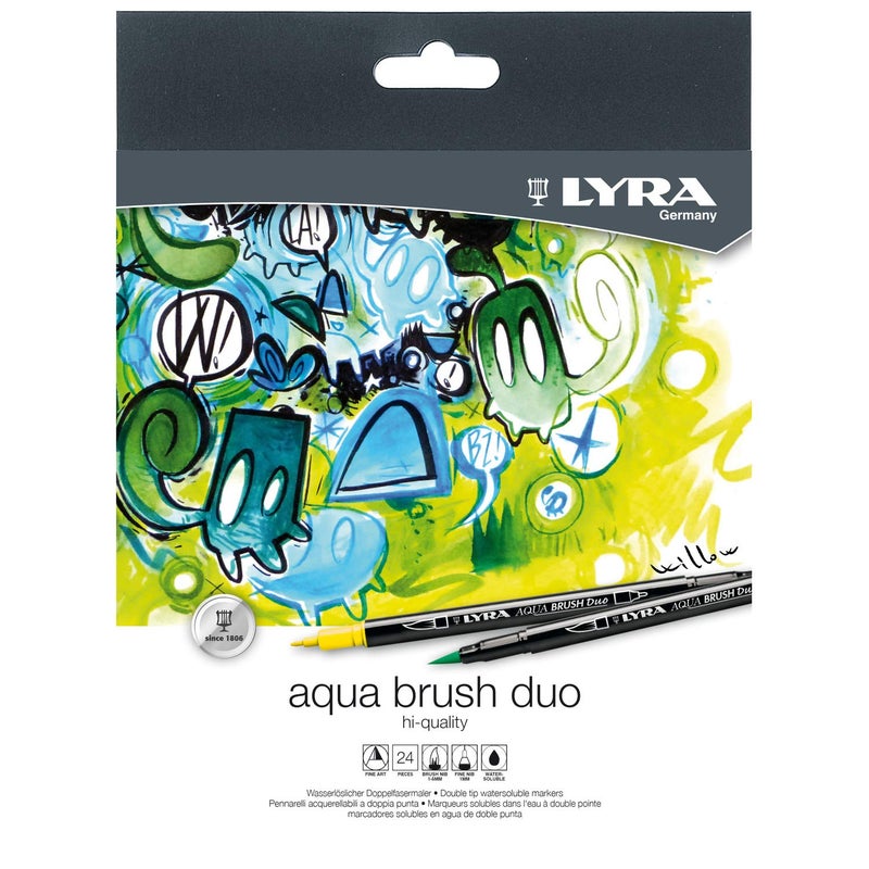 LYRA Aqua Brush Duo Brush Painters, Set of 24 Pens, Assorted Colors (6521240) - Image 1