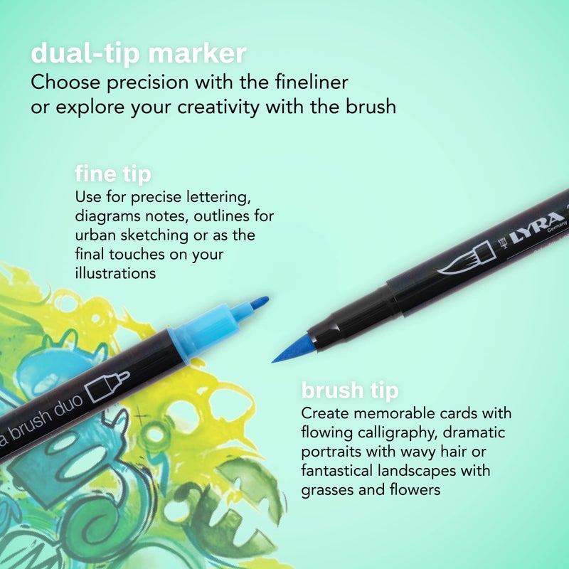 LYRA Aqua Brush Duo Brush Painters, Set of 24 Pens, Assorted Colors (6521240) - Image 2