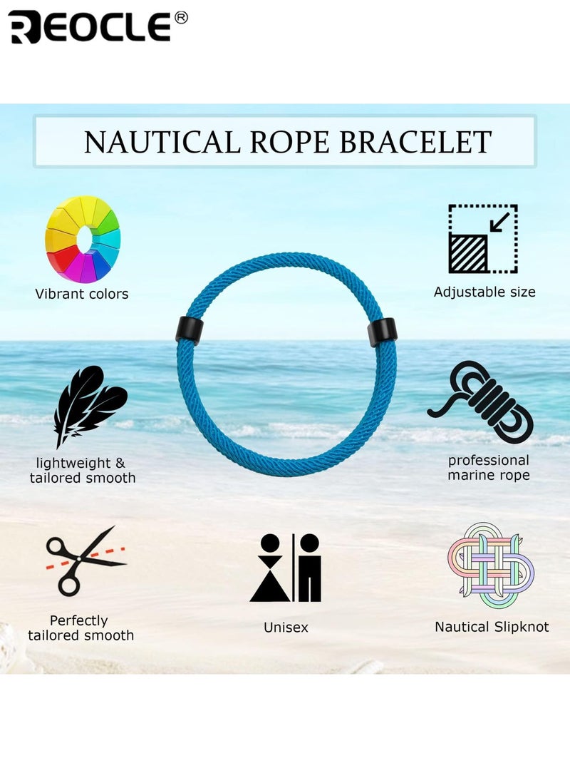 ريوكل 6 قطع أساور حبل مضفر بحري قابل للتعديل سوار سوار الحبل المصنوع يدويا البحرية البحرية سلسلة سوار دائم مناسب للارتداء اليومي ملابس غير رسمية مثالية للرجال والنساء - Image 5