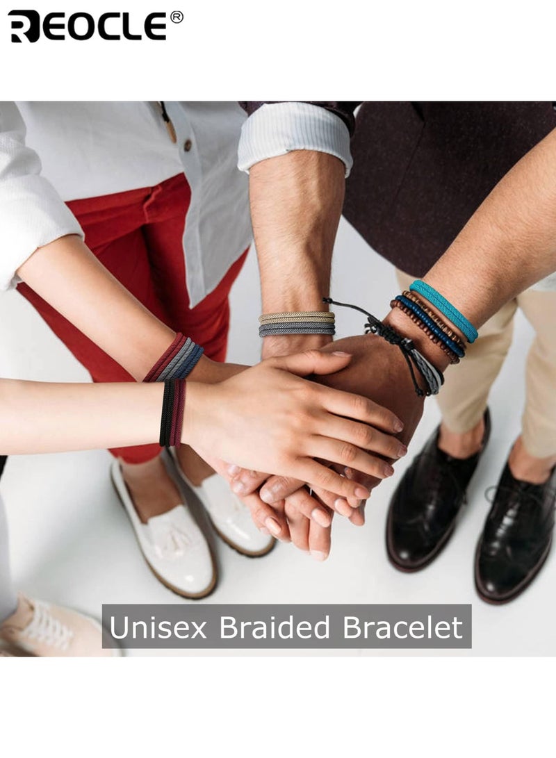 ريوكل 6 قطع أساور حبل مضفر بحري قابل للتعديل سوار سوار الحبل المصنوع يدويا البحرية البحرية سلسلة سوار دائم مناسب للارتداء اليومي ملابس غير رسمية مثالية للرجال والنساء - Image 2