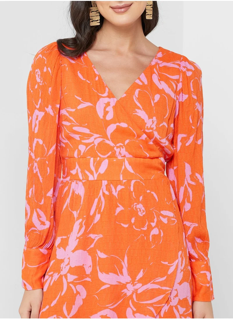 VERO MODA Printed Surplice Neck Dress