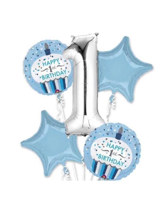 ذا بارتي بوبير Blue Happy 1st Birthday Cupcake Foil Balloon 1 pc - Image 2