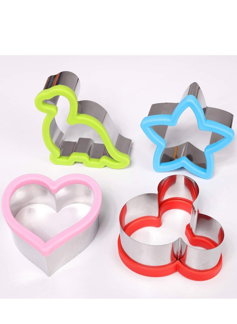 Oasisgalore Stainless Steel Sandwich Cutter Set, Dinosaur, Heart & Star Shapes, Food-Grade Cookie Molds (8 Pack, Large & Medium) - Image 1