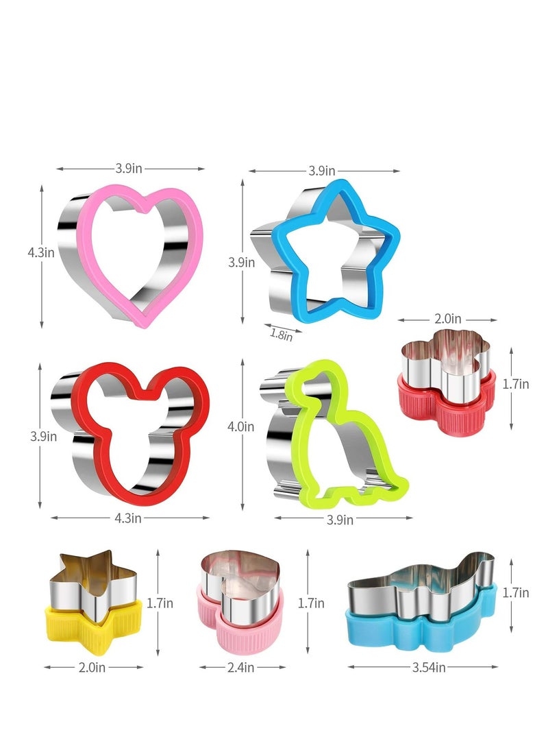 Oasisgalore Stainless Steel Sandwich Cutter Set, Dinosaur, Heart & Star Shapes, Food-Grade Cookie Molds (8 Pack, Large & Medium) - Image 2
