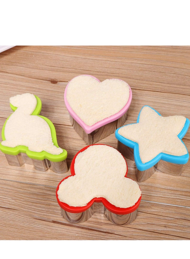 Oasisgalore Stainless Steel Sandwich Cutter Set, Dinosaur, Heart & Star Shapes, Food-Grade Cookie Molds (8 Pack, Large & Medium) - Image 5