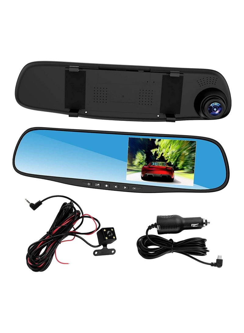 Car Dash Camera 4.3 Inch Full HD 1080P Dual Lens 170 Wide Angle Front And Rear Mirror Mount DVR With G-Sensor Loop Recording Night Vision - Image 2