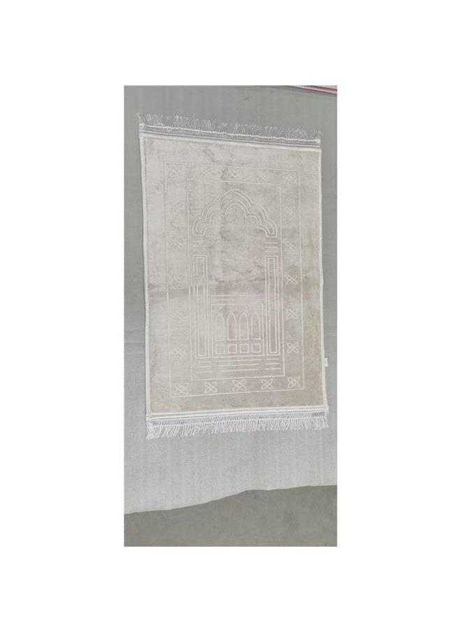 yongsheng Large Velvet Soft Prayer Mat White-Prayer Rug Muslim Mat Islamic Thick Large Padded for Kids Men Women with Islam Prayer Beads for Eid Travel Ramadan - Soft Luxuary Great for Knees and Forehead  - Image 1