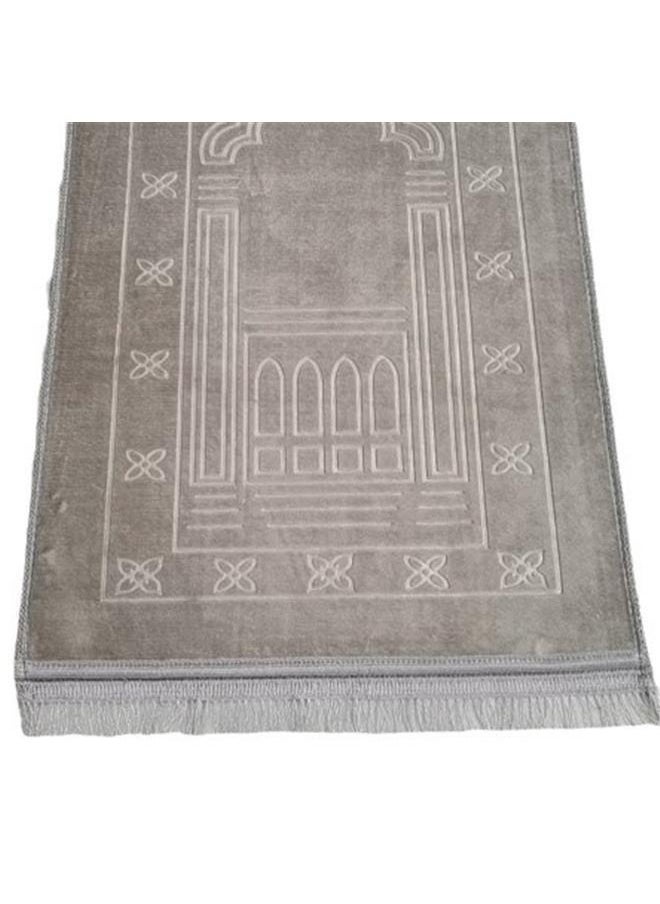 yongsheng Large Velvet Soft Prayer Mat White-Prayer Rug Muslim Mat Islamic Thick Large Padded for Kids Men Women with Islam Prayer Beads for Eid Travel Ramadan - Soft Luxuary Great for Knees and Forehead  - Image 2