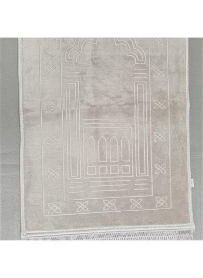 yongsheng Large Velvet Soft Prayer Mat White-Prayer Rug Muslim Mat Islamic Thick Large Padded for Kids Men Women with Islam Prayer Beads for Eid Travel Ramadan - Soft Luxuary Great for Knees and Forehead  - Image 3