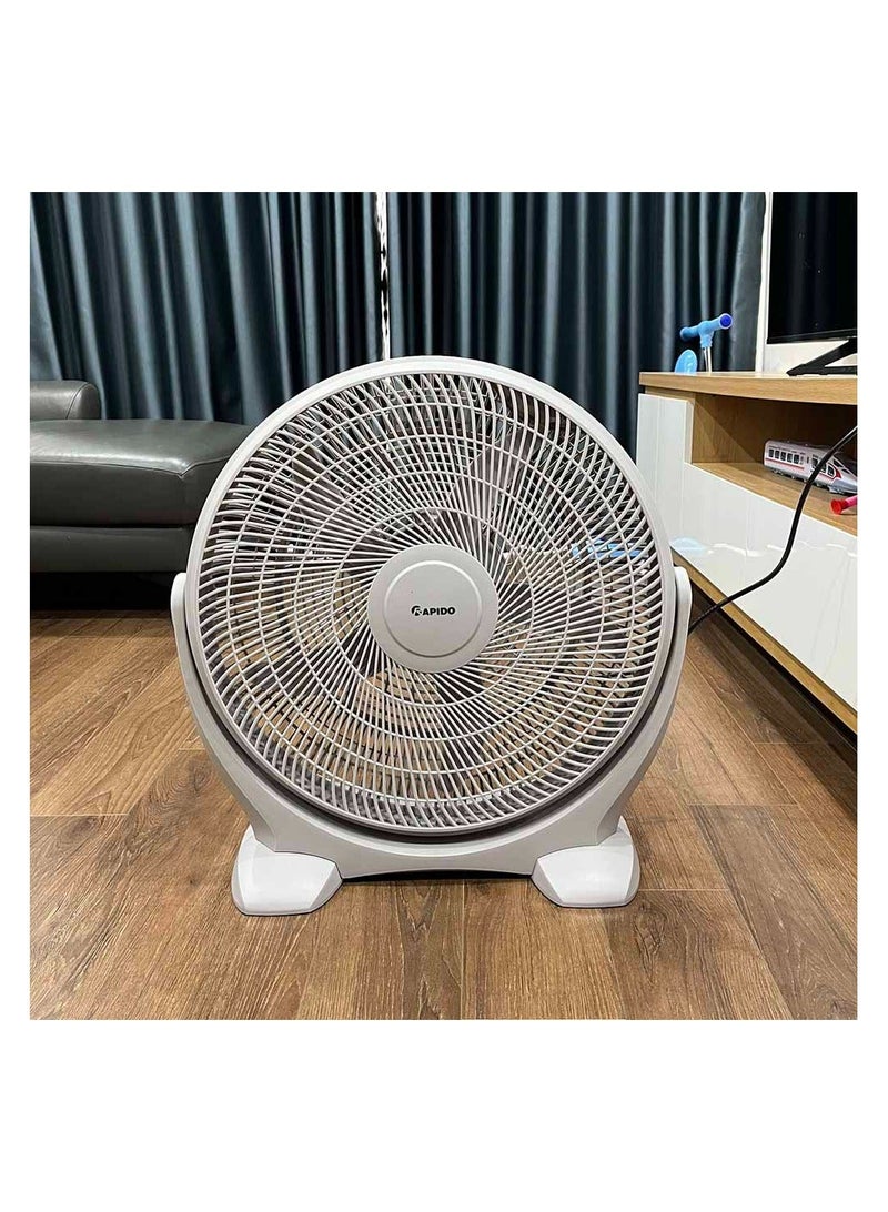 Rapido Floor Fan RWF-20AFM 50cm, 60W AC Motor, 3 Speed Settings, 5000 m³/h Airflow, 180° Oscillation, Lightweight Portable Fan, Beige - Image 2