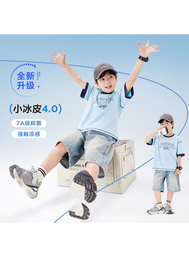 Zuoxi Boys' T-shirt Short Sleeve Cooling Antibacterial Summer Kids' Top Breathable Ice-cool Set Stylish Big Boys' Outfit - Image 2